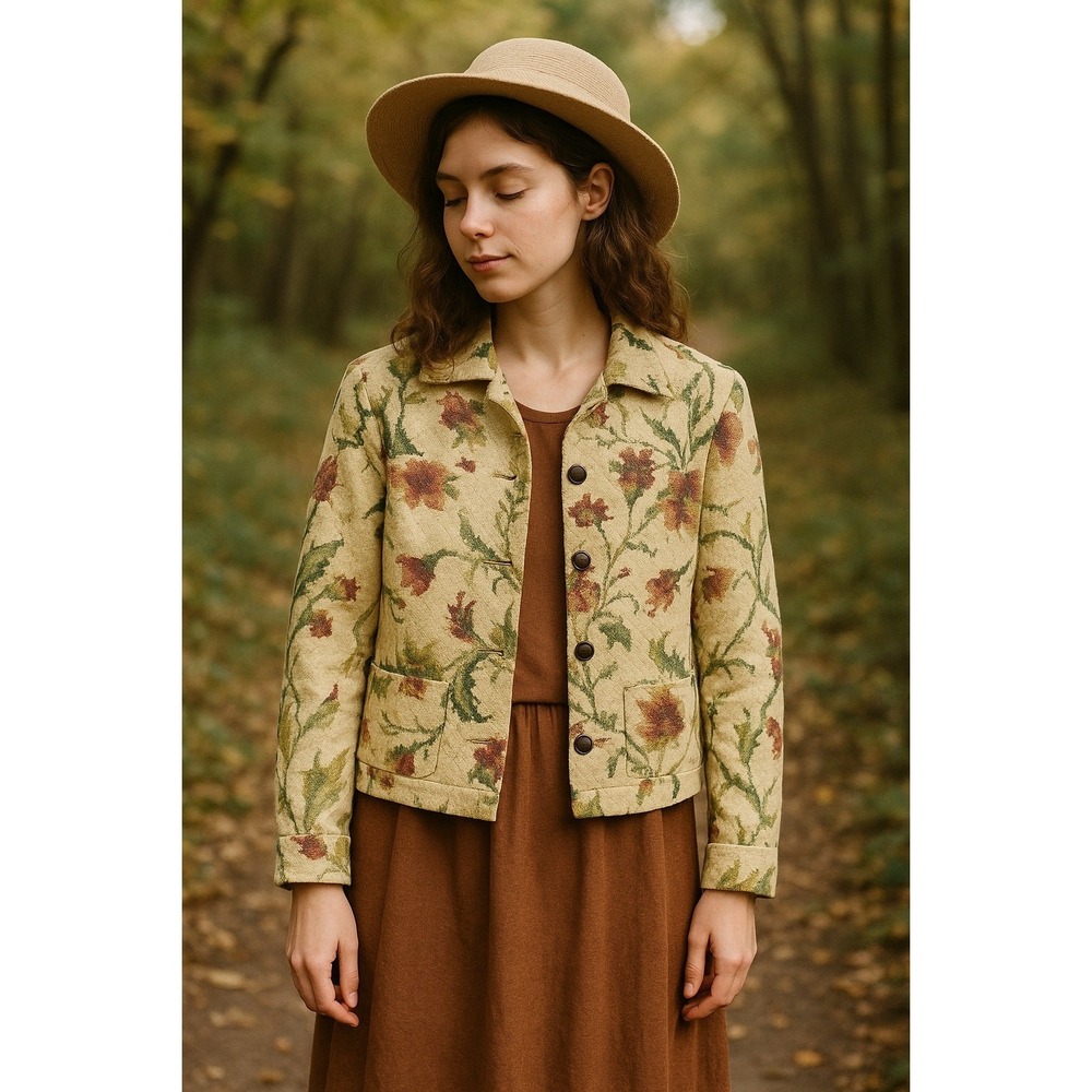 Coldwater Creek Floral Tapestry Jacket Small Button Front Vintage Cottagecore